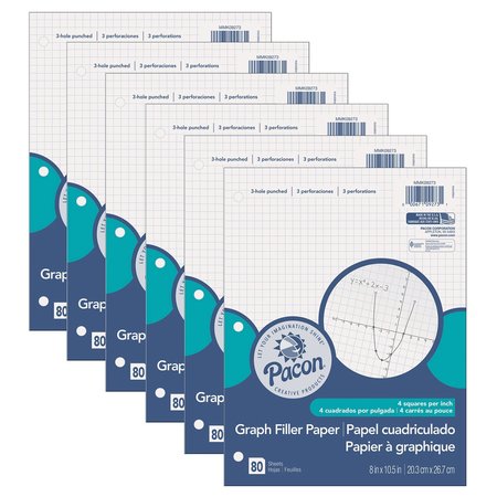 Pacon Graphing Paper, 3-Hole Punched, 8 x 10 1/2, PK480 PMMK09273